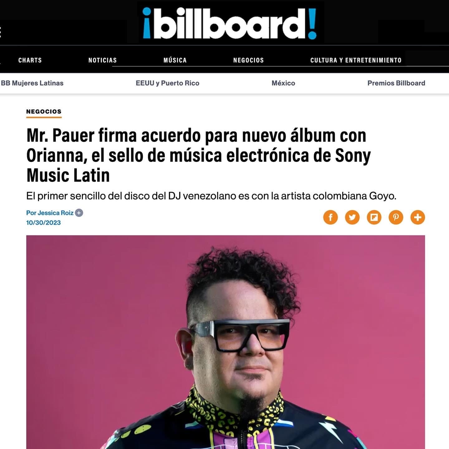 Mr. Pauer Signs New Album Deal With Orianna Records, Sony Music Latin Electronic Label